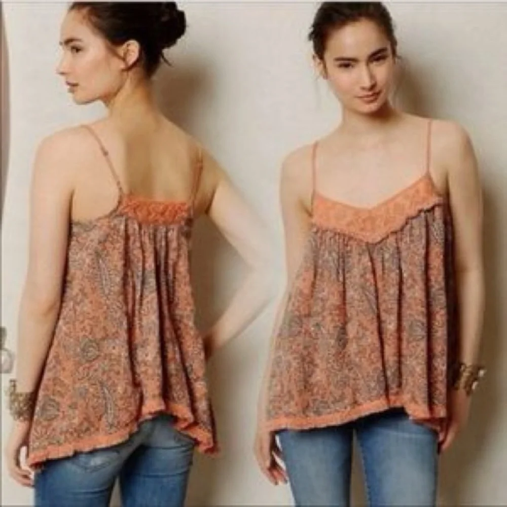 Anthropologie Paisley Tank Top in Pink and Brown - Picture 8 of 8